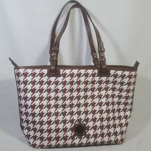 Dooney & Bourke Houndstooth Tote Bag - Red and Brown